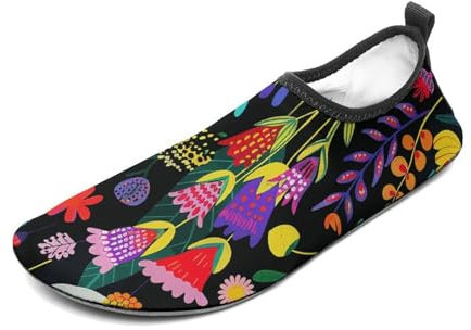 Wasserschuhe für Damen und Herren, schnelltrocknende Aquasocken, Schwimmbad, Barfußschuhe, Reben und Wildblumen, Strandschuhe, Stil 3, 13 UK Men/ 12 UK Women