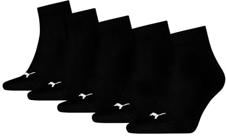 PUMA QUARTER PLAIN 5P, Calzini Unisex - Adulto, Black - New, 39-42