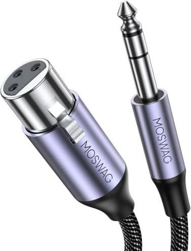 MOSWAG 6.35mm TRS zu XLR Stecker Kabel, 2M für Karaoke Maschinen, CD Player, Elektronisches Klavier, Lautsprecher, Verstärker, Gitarren