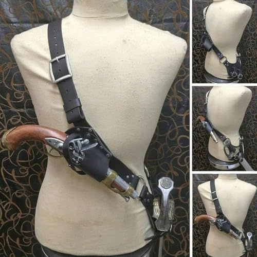 Medieval Leather Sword Frog Rapier Sword Holder Holster Belt Vintage Shoulder Sword Sheath Weapon Frog Carry Case Warrior Knight Pirate LARP Cosplay Costume Accessory for Men Women (Black)