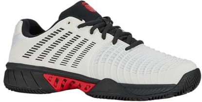 K-Swiss Express Light 3 HB - Scarpa da Tennis da Uomo, Colore Bianco Brillante, Stretch Limousine, Rosso ad Alto Rischio, Taglia 40, Bianco Luminoso Stretch Limousine Rosso Alto Rischio, 44 EU