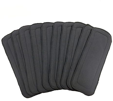 Toyvian 10pcs Nano Bamboo Charcoal Fiber Diaper Cloth Diapers Reusable for Washable for Newborn Grey Pack