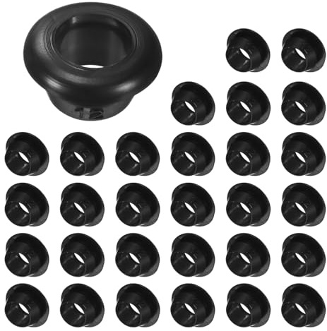 M METERXITY 30-Pack Cable Railing Rubber Grommets, 12mm Drill Hole 10mm ID Eyelet Ring Gasket for Wiring, Wire Cable, Automotive, Metal Cable Railing Post, Car Grommet [Black]