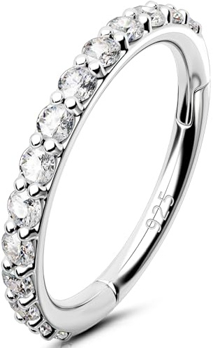 OUFER Silber 925 18/20G Nasenring Nostril Piercing Ring 6/8 mm Nasenpiercing Klar CZ Ohrpiercing Helix Nasenpiercing Schmuck Knorpel Ohrpiercing für Frauen