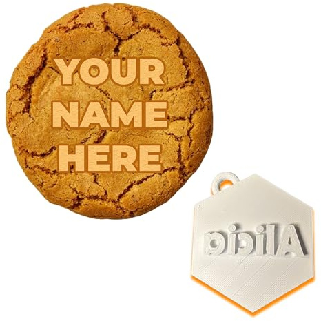 Timbro per biscotti con nome personalizzato - Timbro da forno personalizzato per biscotti, fondente e dolci - sicuro per gli alimenti e stampato in 3D