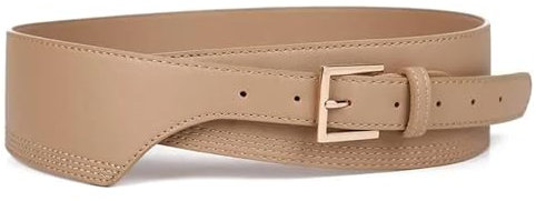 YDYAENIO Damen-Accessoires, Gürtel for Damen, PU-Leder, goldene quadratische Dornschließe, Kummerbunds, Körperkorsett, Kummerbund, weiblich, breiter, weicher Bund für Kleider und Blusen(Khaki Color)