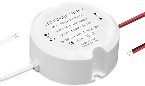 Transformateur 220v 24v, LED Alimentation 24V 36W 1.5A, Adaptateur à Tension Constante, LED Transformateur pour Lampe Bloc dAlimentation Driver