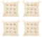 Wapasezyar 4 Stück Stuhlkissen, 40x40cm Sitzkissen Sitzpolster Stuhl Sitzkissen, Sitzkissen Gefüllt mit Bindebänder, Esszimmerstuhl Sitzauflage Stuhl für Bürostuhl Sitzpolster (Creme)