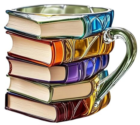 Taza De Libros Pintados, Taza De Café De Lectura Pintada En 3D, Tazas Vintage Acrílicas Elegantes, Novedad De Libros Únicos De La Copa De Café Para La Sala Estar La Sala Estar La Sala De Estar Estudio