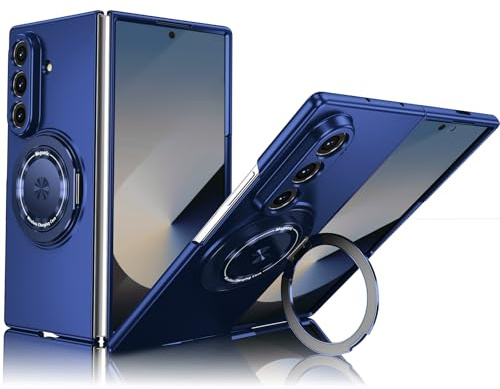 ZHOZEXIN Kompatibel med Samsung Galaxy Z Fold 7, magnetiskt stativ ringhållare stötsäkert slimmat mobilskydd, skärmskydd,Telefonfodral för Samsung Galaxy Z Fold 7 (Blå)