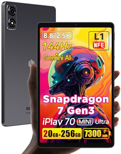 ALLDOCUBE iPlay 70 mini Ultra 8,8 Zoll Tablet, Snapdragon 7+ Gen3, 2560×1600 IPS Android Tablet, 144Hz Reflex, 20GB+256GB (1TB erweiterbar), 7300mAh, PD 20W, Dual Speaker DTS, WiFi6 BT5.4