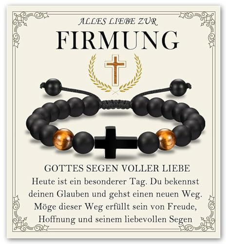 XFSRG Bracciale Croce Per Ragazzi Come Regalo Stiloso Per Battesimo Comunione O Cresima Realizzato In Materiale Di Alta Qualità (FIRMUNG)