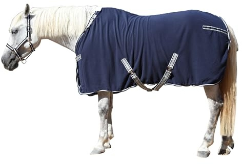 Gallopoff svepande filt för häst av fleece, 300 g/m² – andas, svettabsorberande och snabbtorkande, perfekt efter träning, tvätt, i stallet och under transport mörkblå 165 cm