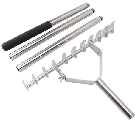 11 Tines Garden Rake Stainless Steel with Adjustable 143.5cm Handle and 39.5cm Wide Head – Heavy Duty Soil Loosening, Leaf Gathering and Lawn Leveling Tool for Gardening and Yard Care