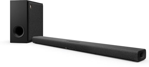 YAMAHA TRUE X BAR 50A Soundbar – Dolby Atmos Surround Sound, Alexa Built-In, Wireless Subwoofer, Clear Voice, HDMI eARC, Bluetooth, AirPlay 2, Spotify Connect – Carbon Grey