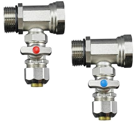 MOICEYHF Thermostat Radiator Control Valve Water Supply 1'' 3 Way Angular Type Brass Value Faucet Water Ball Valve Tee Connector (Size : 2 Pcs)