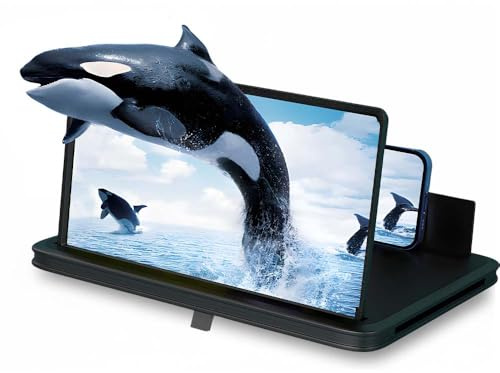 Portable 3D HD Phone Screen Magnifier, 2026 New Thin Foldable Screen Amplifier for Mobile Phone, Screen Magnifier for Smartphone with Folding Stand Holder, for Videos, Gaming (Black, 14 Inches)