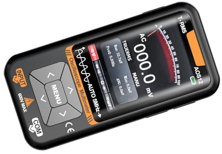FTVOGUE Osciloscopio de Mano Multímetro 2 en 1 Ancho de Banda de 5 MHz con Rango Automático para Pruebas Electrónicas Depuración de Circuitos Pantalla a Color de 3,2 Pulgadas Multímetro de
