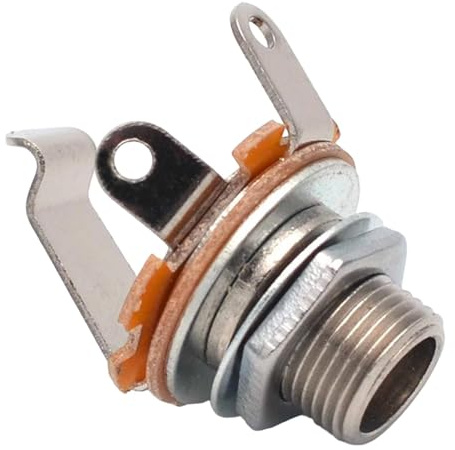 Qectial 6,35 Mm Klinkenbuchse (weiblich) für Gitarren, Metallbuchse mit 6,35 Mm Halterung, Unterlegscheibe Und Mutter, Silber