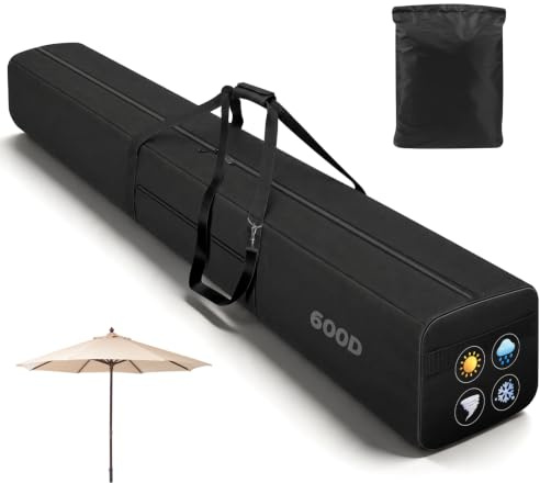 ZUYIYI Patio Beach Umbrella Storage Bag, 67 Inch 600D Waterproof Oversized Hammock Carrying Bag with Handles and Zippers, Universal Pool Umbrella Sleeve, Black
