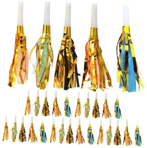 Toyvian 30 Piezas Silbatos de Reventones Flecos y Purpurina Multicolor, Generadores de Ruido para Fiestas Infantiles y Cumpleaños, Accesorios Decorativos Seguros y Divertidos