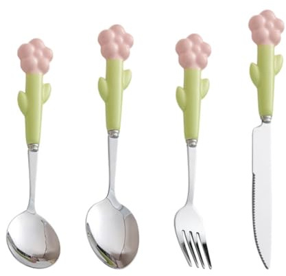 Cucina in Ceramica, Acciaio Inossidabile, Posate, Coltello da Bistecca, forchetta, Cucchiaio da Dessert, cucchiaino, Ideale per casa, Feste, ristoranti (r