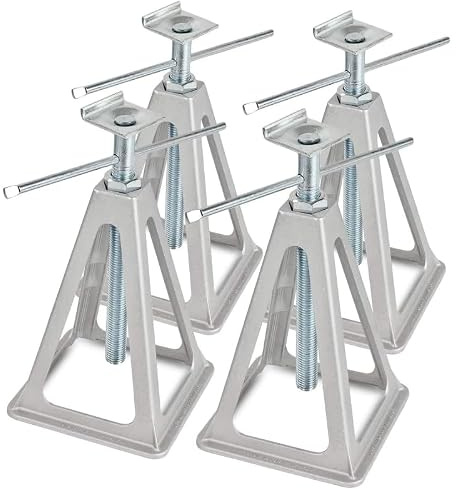 LIROPAU 4pcs Caravan Support Stands, Axle Stands, Car Axle Jack Stand | 27-43 cm Adjustable Supports with 3600kg Max Load Capacity, Heavy Duty Ratchet Vehicle Supports, Support Stand Floor Lifting