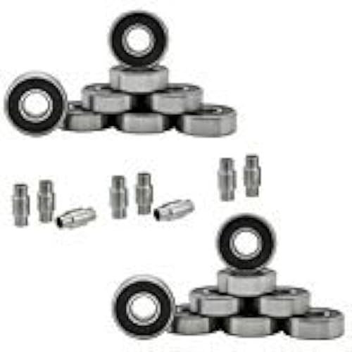 Hockey Bearings ABEC 9, 7, 5 Inline Roller Speed Package 16 Bearings and 8 Spacers Kit (ABEC 5 - Black)