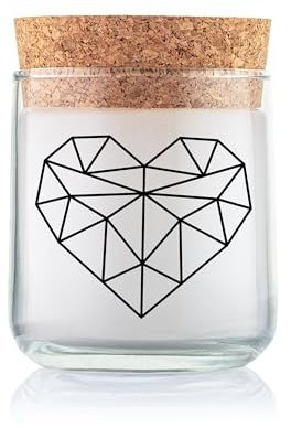 FEEL GOOD CANDLE - Scented candle in glass - candle with motif as a gift for women and for decoration (geometric heart, lemongrass)
