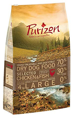 Purizon ausgewachsene Hunde für große Rassen, getreidefreies Huhn und Fisch, 4 kg