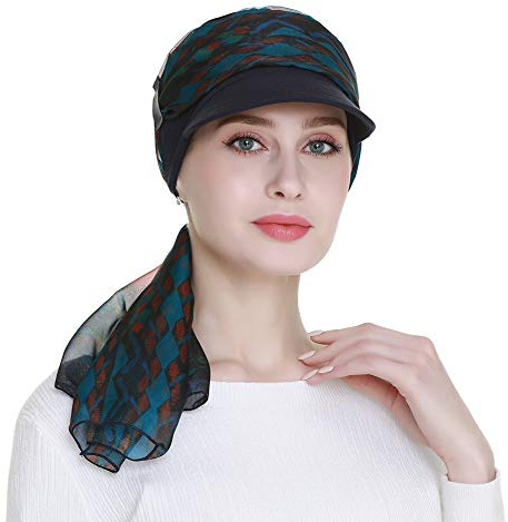 FocusCare Newsboy Cap für Frauen Chemo Kopfbedeckung mit Schals Geschenke Haarausfall Erhältlich das ganze Jahr