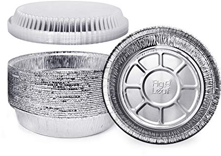 (60 Pack) Premium 7-Inch Round Foil Pans with Plastic Dome Lids l Heavy Duty l Disposable Aluminum Tin for Roasting, Baking, or Cooking