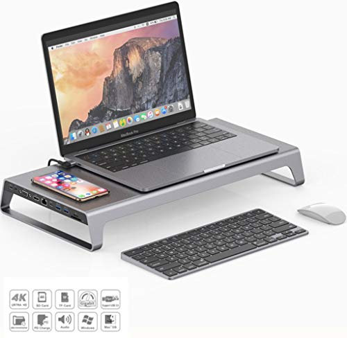 Neutral products Concentrador USB C, Tipo C 3.0 Multifunción 11 en 1 Hub + Carga inalámbrica para el MacBook Pro HUB a HDMI/VGA/PD/SD/TF / RJ45 / USB 3.0 / Conversor Hembra USB-C(HUB 2019)