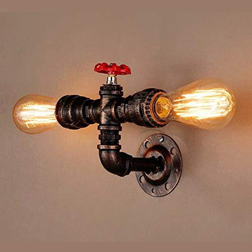 Retro Rustikale Wandleuchte Wasserleitung Wandlampe Kreativ Wohnzimmer Schlafzimmer Wandspot Gang Korridor Bar Cafe Laterne Vintage Metall Kupfer Water Pipe Design Wandleuchten Keine Lichtquelle