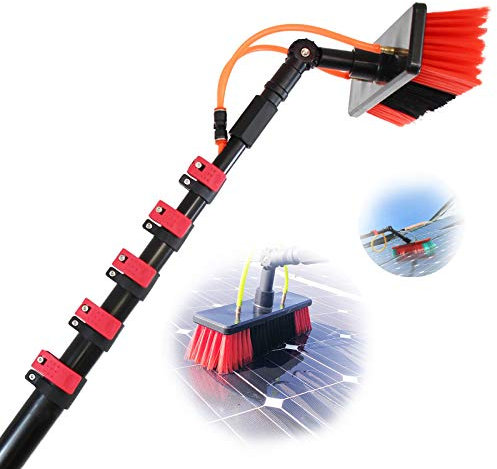 HGJDKSJ Water Fed Pole Kit, Outdoor Window Cleaner Window Glass Photovoltaic Solar Panel Cleaning System Washing Equipment Tool Solution& Scrubber Brush & Hose Spray Washer,36FT/11M