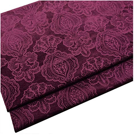 Flower Pattern Velvet Fabric by The Meter 145cm 57'' Wide Floral Decorative Velvet Fabric for Furniture Upholstery, DIY Crafts, Curtain, Home Decor(Color:Fuchsia red)