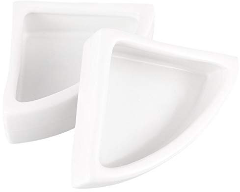 POPETPOP Hornworms Live for Reptiles Hamster Food Bowl Ceramic- Reptile Feeding Bowl, Pet Food Dish for Guinea Pig Rat Hedgehog Rabbit Gerbil Mouse Rodent Lizard (White, Large Triangle)