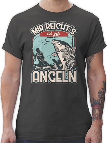 T-Shirt Herren - Angler Geschenke & Zubehör - Mir reicht's ich GEH Angeln - L - Dunkelgrau - angelshirts Angel gehe Shirt angelbekleidung Fischerei Tshirt angelshirt fischen für männer