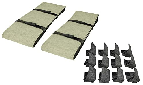 Sensalux Amazon - Bierbankauflage + Bodenschoner für Bierzeltgarnitur 220cm x 25cm (2 STK.) + 12 Bodenschoner Auflage: Grau-Beige | Schoner: Grau