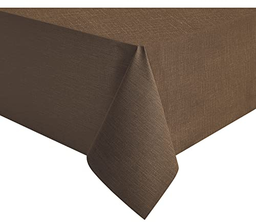 NLMUVW Rectangle Vinyl Tablecloth 100% Waterproof Oil Proof Spill Proof PVC Table Cloth Wipe Clean Table Cover for Kitchen Dining Picnic, Chocolate, 54 x 108 inch