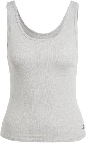 adidas Maglietta senza maniche a costine flessibile da donna camicia Cami, grigio diaspro, M