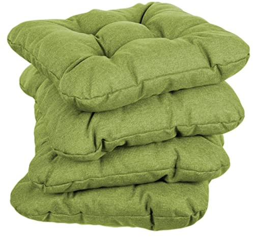Gutekissen® Stolsdyna med sömmar sittdyna bänkdyna för hem och trädgård, trädgårdskudde i flera färger PI1 (50x50, Limegrön, 4)