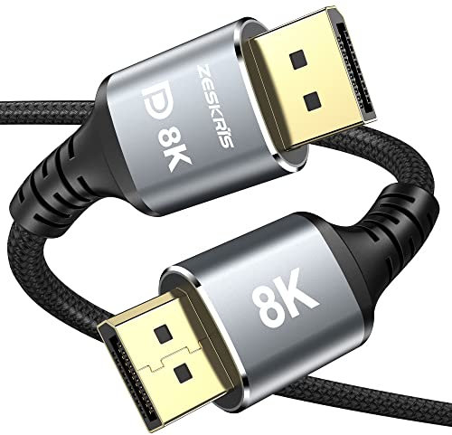 ZESKRIS 8K DisplayPort Kabel 1.4 2M [VESA-Zertifiziert], 8K@60Hz, 4K@165Hz, 2K@240Hz/165Hz/144Hz, HBR3 32.4Gbps, HDR10, DSC 1.2, HDCP 2.2, G-Sync&FreeSync, DP 1.4 Kabel für Gaming-Monitor, Grafikkarte