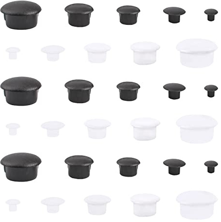 INCREWAY Kit di 500 tappi in plastica per fori assortiti, tappi a vite per mobili, mobili da cucina, armadi, inserti, bianco e nero