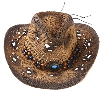 jojofuny Western Strohhut Cowboyhut Mit Breiter Krempe Leichte Atmungsaktive Unisex-Hut Für Herren Und Damen Sonnenschutz Für Party Strand Musikfestival Und Freizeitgebrauch
