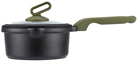 Cazo Olla antiadherente para leche Olla para suplementos de alimentos para bebés Olla para mantequilla de leche caliente para el hogar Olla para sopa de fideos instantáneos con tapa de vidrio templado