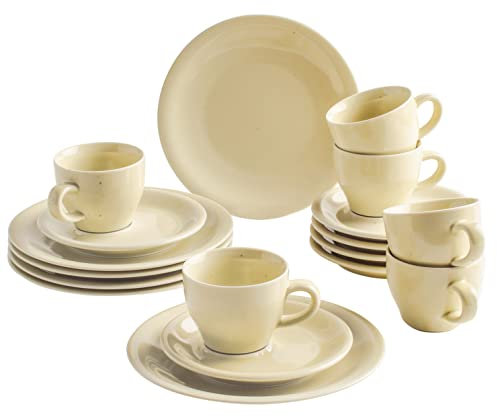 KAHLA Homestyle Kaffeeservice 18tlg. Natural Cotton für 6 Personen orientalisches Geschirr aus Porzellan mit Steingut- und Keramiklook Teeset Kaffeetassen Untertassen Kuchenteller beige