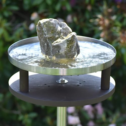 LicusDesign Vogeltränke stehend aus Edelstahl - Vogeltränke Winterfest - Vogelbad Garten stehend, Wassertränke für vögel aus Metall - Vogeltränke stehend groß, Vogelbad mit Stab