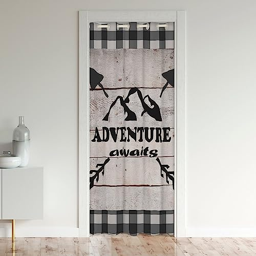 Loussiesd Camping Türvorhang 86x203cm Vorhang für Innentür Raumteiler für Wohnzimmer Vintage Holzdiele Abenteuer Vorhang Dekor Wohnmobil Zubehör für Reiseanhänger Vorhang