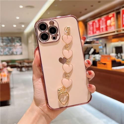 Cute&Chic Iphone Heart Wrist Chain Phone Case (Pink, Iphone 11)